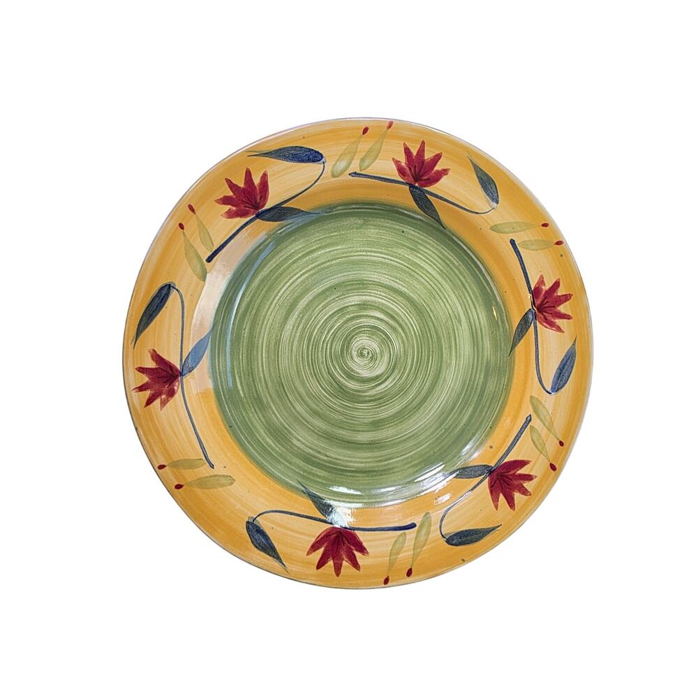 Set of 2 Pier 1 Elizabeth 11.5" Dinner Plates Hand Painted Stoneware Floral